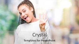  Presentation with african american collaboration - Colorful presentation design enhanced with 4 points - young braided hair african american backdrop and a  colored foreground