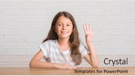  Presentation with catholic pray kid - Presentation theme enhanced with 4 points - young hispanic kid sitting background and a  colored foreground