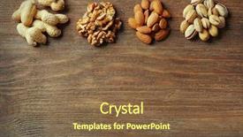  Presentation with piles - Slides consisting of 4 raw - four piles of pistachios walnut background and a tawny brown colored foreground