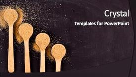  Presentation with sugar cane - Audience pleasing presentation design consisting of 4 raw - four wooden spoons with brown backdrop and a wine colored foreground