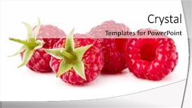  Presentation with background - Colorful PPT theme enhanced with 4 raw - ripe raspberries isolated on white backdrop and a white colored foreground