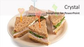  Presentation with cream cheese and fruit sandwich - Cool new theme with 4 triangles - group of tea sandwiches backdrop and a white colored foreground