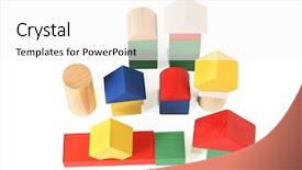  Presentation with acadian wood - Beautiful presentation design featuring 4 triangles - wood toy city backdrop and a pink colored foreground