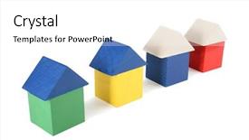  Presentation with wood and sparkle - Colorful presentation enhanced with 4 triangles - wood toy houses backdrop and a white colored foreground