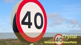  Presentation with british - Beautiful PPT theme featuring 40 miles per hour sign backdrop and a tawny brown colored foreground