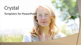  Presentation with summer time - Audience pleasing slides consisting of 40 years - beautiful woman standing in country backdrop and a white colored foreground