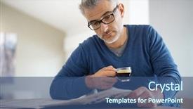  Presentation with free aging at home - Theme enhanced with 40 years - middle-aged man at home drinking background and a ocean colored foreground