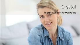  Presentation with pcos woman - Colorful presentation theme enhanced with 40 years - portrait of attractive mature blond backdrop and a coral colored foreground