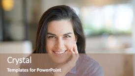  Presentation with aged - Audience pleasing slides consisting of 40 years - portrait of middle-aged woman looking backdrop and a coral colored foreground