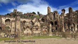  Presentation with reserve bank of india history - Slide deck having 400 years - historic golkonda fort in hyderabad background and a coral colored foreground