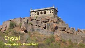  Presentation with india fort - Beautiful PPT theme featuring 400 years - majestic golkonda fort in hyderabad backdrop and a violet colored foreground