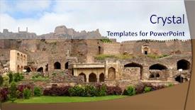  Presentation with india fort - Presentation theme with 400 years - panoramic view of historic golkonda background and a sky blue colored foreground