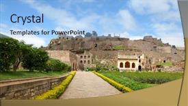  Presentation with india fort - Beautiful slide set featuring 400 years - view of historic golkonda fort backdrop and a light blue colored foreground