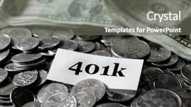  Presentation with retirement - Audience pleasing theme consisting of 401k - pile of coins money representing backdrop and a gray colored foreground