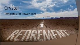  Presentation with retirement - Amazing presentation theme having 401k - retirement written on desert road backdrop and a teal colored foreground