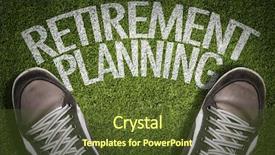  Presentation with retirement planning - Presentation theme featuring 401k - top view of sneakers background and a tawny brown colored foreground