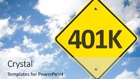  Presentation with 401k - Theme featuring 401k sign with sky background background and a light blue colored foreground
