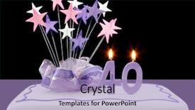  Presentation with cake - Slides enhanced with 40th birthday - fancy cake with number 40 background and a light blue colored foreground