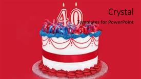  Presentation with 40th birthday - Slide deck with 40th cake with numeral candles background and a red colored foreground