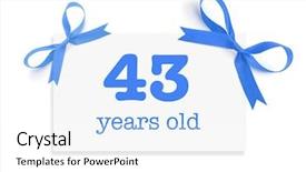  Presentation with old - Presentation theme having 43 - 43 years old written background and a  colored foreground