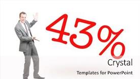  Presentation with motivation ball hill businessman - Slide deck featuring 43 - businessman proudly presenting 43 background and a  colored foreground