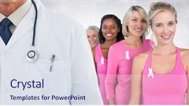  Presentation with pink ribbon breast awareness - Colorful theme enhanced with 45 years service - digital composite of breast cancer backdrop and a  colored foreground