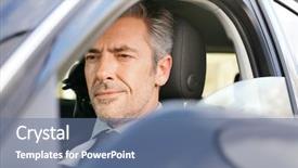  Presentation with automotive interior inside car - Cool new slide set with 45 years service - private driver inside car waiting backdrop and a  colored foreground