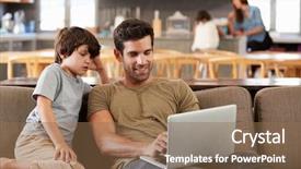  Presentation with lounge - Theme enhanced with 4g - father and son sitting background and a  colored foreground