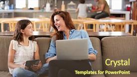  Presentation with lounge - Slides having 4g - mother and daughter sitting background and a tawny brown colored foreground