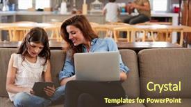  Presentation with input devices - Audience pleasing presentation consisting of 4g - mother and daughter sitting backdrop and a tawny brown colored foreground