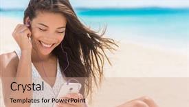  Presentation with smartphone app - Colorful PPT theme enhanced with 4g data to play song backdrop and a coral colored foreground