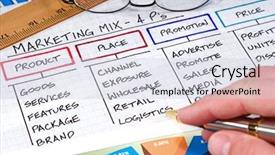  Presentation with strategy - Slide deck consisting of 4ps - business strategy organizational charts background and a  colored foreground