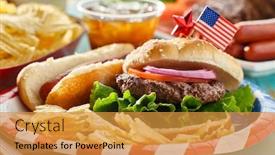  Presentation with 4th july - Presentation theme with 4th-of-july-meal background and a gold colored foreground