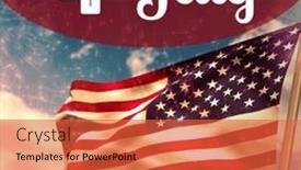  Presentation with american flag waving - PPT theme featuring 4th-of-july-text-banner background and a red colored foreground