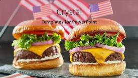  Presentation with 4th july - Colorful presentation design enhanced with 4th-of-july-themed-cheeseburgers backdrop and a coral colored foreground