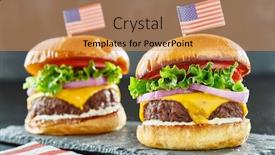  Presentation with 4th july - Audience pleasing presentation design consisting of 4th-of-july-themed-cheeseburgers backdrop and a gold colored foreground