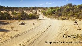  Presentation with australia - Cool new slide deck with terrain vehicle - image of a desert road backdrop and a coral colored foreground