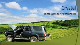 Presentation with jeep - Theme consisting of landrover - jeep on grassland background and a light blue colored foreground
