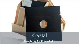  Presentation with case - Amazing theme having 5 25 inch floppy disc backdrop and a ocean colored foreground