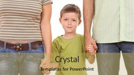  Presentation with parents - Presentation theme having 5-6 years old boy with his parents isolated on white background and a yellow colored foreground