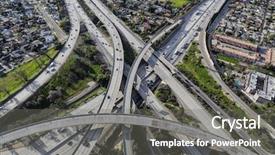  Presentation with city of los angeles ca - Presentation theme featuring 5 and route 118 interchange background and a gray colored foreground