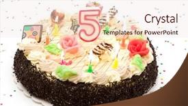  Presentation with birthday cake - Presentation enhanced with 5 anniversary - birthday cake 5 years background and a lemonade colored foreground