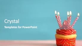 Presentation with anniversary - Audience pleasing slide set consisting of 5 anniversary - birthday cupcake with candles backdrop and a light blue colored foreground