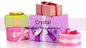  Presentation with gifts - Beautiful PPT layouts featuring 5 anniversary - colorful gifts isolated on white backdrop and a lavender colored foreground