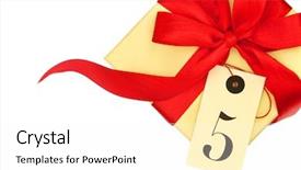  Presentation with anniversary - Colorful presentation enhanced with 5 anniversary - gift box with red bow backdrop and a white colored foreground