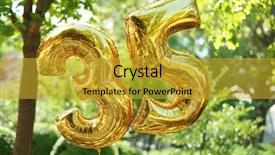  Presentation with birthday - Slide deck with 5 anniversary - golden birthday balloons on green background and a gold colored foreground