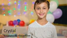  Presentation with birthday boy - Slide set featuring 5 anniversary - portrait of boy holding background and a  colored foreground