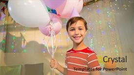  Presentation with birthday balloon - PPT theme consisting of 5 anniversary - portrait of cute boy holding background and a  colored foreground