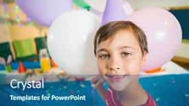  Presentation with birthday boy - PPT theme enhanced with 5 anniversary - portrait of cute boy holding background and a ocean colored foreground