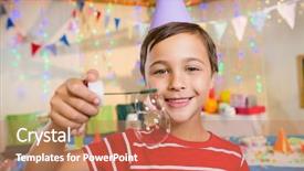  Presentation with birthday boy - Beautiful PPT layouts featuring 5 anniversary - portrait of cute boy playing backdrop and a  colored foreground